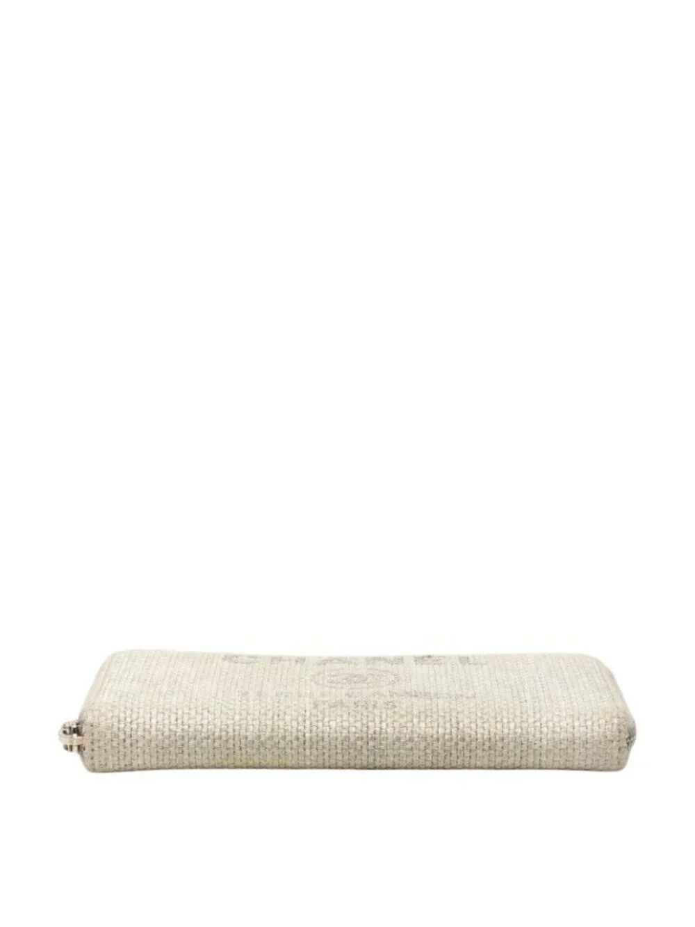 Chanel Deauville Line Zip Around Wallet Gray Tweed